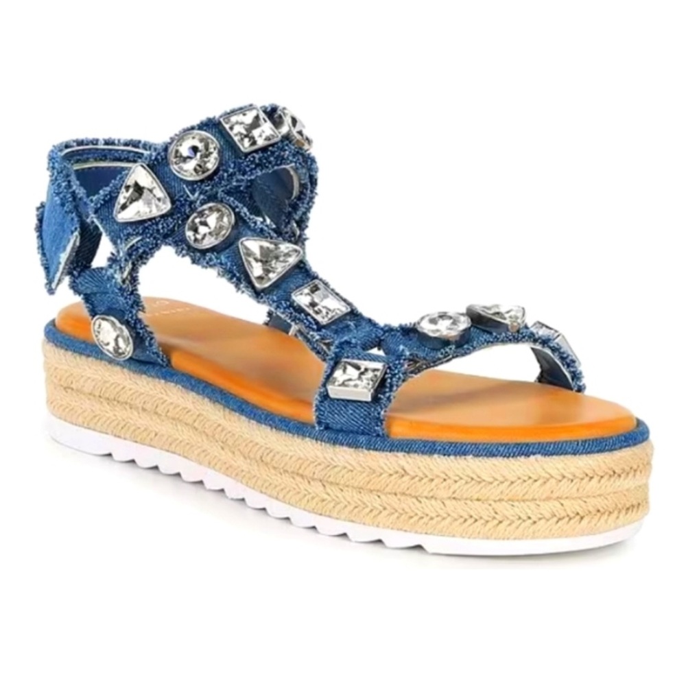 COPY - Gianni Bini x DANNIJO the Gia Denim Jewel Embellished Espadrille Platfor…